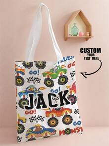 1pc Customizable Name/Pattern Printed Casual Tote Bag, Children's One Shoulder Bag, Shopping Bag, Reusable Fashion Backpack, Multi-Functional One Shoulder Bag Shopping Bag - Multicolor - View 2