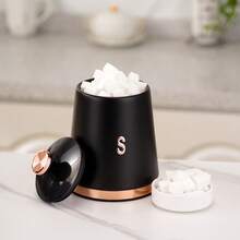 3 Piezas Juego de Tarros para Café, Té y Azúcar, Contenedores de Almacenamiento de Cocina Herméticos en Negro y Oro Rosa con Tapas, Frascos de Almacenamiento de Alimentos para Organización de la Despensa - Dorado - Ver 7