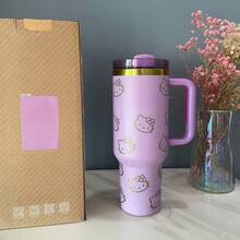 SANRIO 40 Oz Tumbler Stainless Steel Coffee Mug Cup Insulated Portable Vacuum Travel Tumbler With Handle Lid Straw Water Bottle Stanleyss - Multicolor - View 9