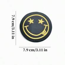 5 piezas de parches bordados con cara sonriente linda, con respaldo adhesivo termofusible, adecuados para decorar ropa, bolsas, sombreros, pegatinas de dibujos animados - A - Ver 3