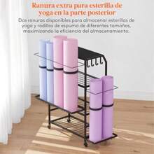 Lifewit Estante de Almacenamiento de Yoga Esterilla, Organizadores de Equipos para Mancuernas/Kit Pesas/Pesa Rusa/Ketelbell, Soporte Multifuncional para Garaje y Gimnasio en Casa, Grandes - Rosa - Ver 6