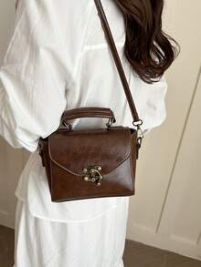 Retro Latch Mini Handbag - Brown - View 2