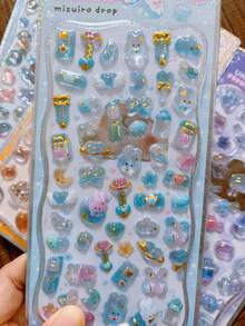 Pegatinas de cristal con burbujas del mundo submarino 3D, pegatinas de botellas a la deriva con relieve de lámina, decoraciones lindas DIY para cuadernos, álbumes de fotos y fundas de teléfono - Multicolor - Ver 4