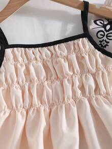 Bộ đồ thể thao thường ngày cho bé gái: áo croptop không tay ôm sát, nhún bèo và quần cạp chun. - Màu be - Xem 5