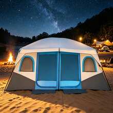 8/12 Person Camping Tent Quick-Setup, Spacious Two-Room Camping Tent, Waterproof And Windproof, With Breathable Mesh Windows, Perfect For Hiking, The Beach, And The Backyard. - Multicolor - View 6
