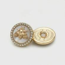 10颗3D立体蜜蜂蝴蝶金属纽扣 - 柔和的蓝色、白色和粉色，饰有水晶 - 适用于DIY缝纫、手工制作、时尚配饰和缝纫装饰 | 精美纽扣设计 | 水晶装饰，缝纫配件。提供三种尺寸：18毫米、23毫米、25毫米 - 10pcs - 查看 12