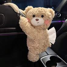 Car Tissue Box Holder, Hanging Thick Practical Car Tissue Box, Cute Bear Design Car Interior Tissue Box - A - View 14