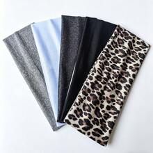 Set da 5 fasce elastiche boeme per donna, con stampa leopardata e colori uniti, fasce elastiche antiscivolo e assorbenti per sudore, adatte per corsa, yoga, uso casual, accessori per capelli - Multicolore - Visualizzare 14