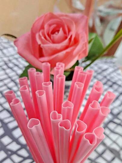 Ống hút hình trái tim có thể tái sử dụng, đóng gói riêng lẻ, ống hút nhựa hình trái tim dễ thương, thích hợp cho Ngày Valentine, tiệc sinh nhật, tiệc cưới, đồ dùng nhà bếp, quà Giáng sinh.