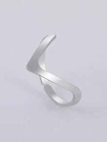 Nhẫn chữ V không đều bằng thép không gỉ, có thể xếp chồng lên nhau, dành cho nữ, trang sức thời trang tối giản, quà tặng nhẫn đính hôn và nhẫn cưới. - Chuỗi không đều - Xem 6