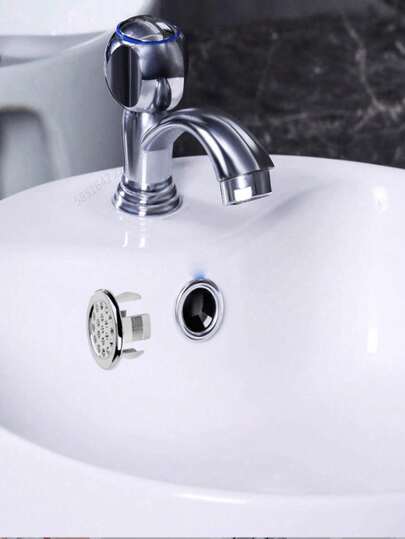 2 piezas Anillo de drenaje redondo de ABS - Cubierta decorativa del agujero de rebosadero del fregadero del baño para el lavabo de la cocina y el baño