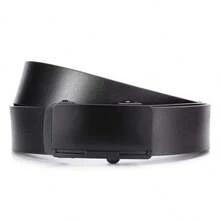 Men's Classic Leather Belt With Auto Buckle, Adjustable Buckle, Fashionable Business Casual Design, Durable Waistband For Suits And Jeans - Black - View 4