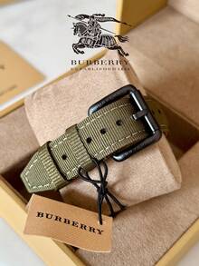 Burberry Đồng hồ đeo tay nam Thụy Sĩ GMT Quartz, dây đeo nylon màu xanh ô liu, mặt số đen. - màu đen - Xem 11
