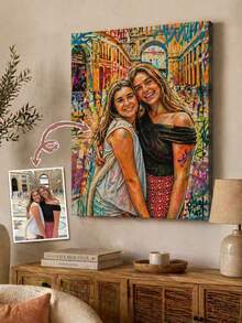 1pc Customizable Family Photo Canvas Framed Art, Personalized Family Canvas Painting, Multi-Functional Reusable Decorative Stylish And Cute Canvas Photo From Printed Marketplace - Multicolor - View 6