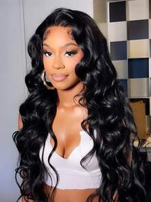 ARABELLA Tóc giả 4x4 Lace Closure Body Wave 100% tóc thật không keo, màu đen tự nhiên 16-26 inch, tóc nguyên bản mật độ 180%, tóc Brazil đen tự nhiên, mũ thoáng khí, dễ dùng cho người mới bắt đầu, dành cho nữ dùng hàng ngày - Natural Black - Xem 6