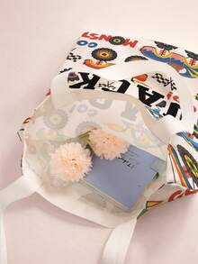 1pc Customizable Name/Pattern Printed Casual Tote Bag, Children's One Shoulder Bag, Shopping Bag, Reusable Fashion Backpack, Multi-Functional One Shoulder Bag Shopping Bag - Multicolor - View 5
