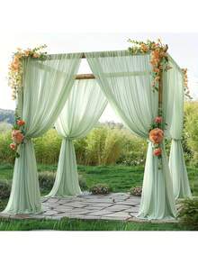 1pc Romantic Sage Green Sheer Fabric, Elegant Wedding Decor, Forest Theme Decor, Ideal For Wedding Arch, Chair Decor, Table Decor, Staircase Decor, Ceiling Hanging Net, Bridal Shower, Suitable For Wedding Arch, Chair Decor, Table Decor, Staircase Decor - Multicolor - View 6