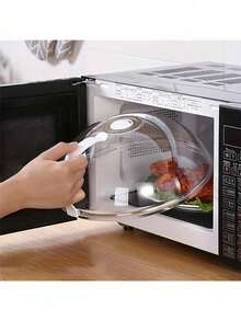 1 pieza Protector antisalpicaduras reutilizable para microondas - a prueba de salpicaduras y resistente al calor (microondas) Cubierta de plástico transparente para microondas, se ajusta a tazones, platos, recipientes - compatible con la mayoría de microondas, protector de platos - Multicolor - Ver 3