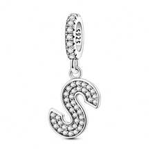 1 S925 Sterling Silver Pendant Featuring 26 Letters With Zirconia Accents; Original, Personalized Initial Design; Versatile Pendant Chain Suitable For Both Bracelets And Necklaces; DIY Jewelry-Making Accessory; Offers A Touch Of Luxury And Sparkle, Perfect For Both Crafting Projects And Everyday Wear - Silver - View 16