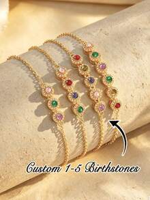 1pc Personalized Family Birthstone | Grandmother Exclusive Birthstone Bracelet | Mother's Bracelet | Gift For Her | Mother's Birthday Gift | Birthday Present - Rose Gold - View 2