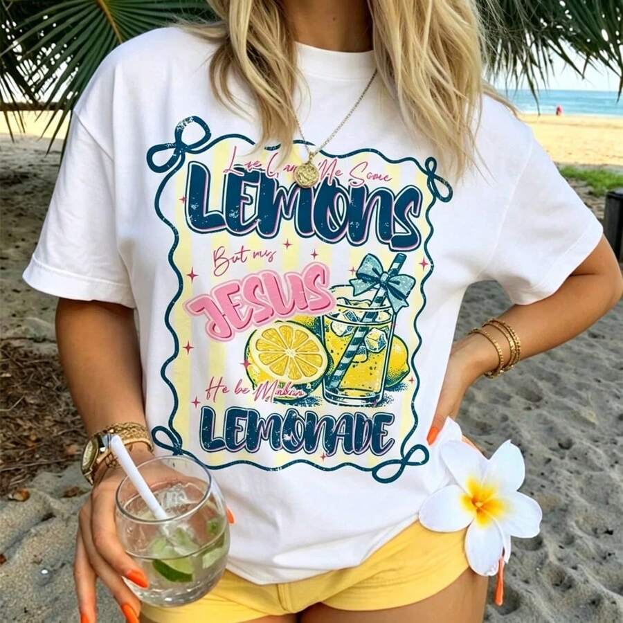 Jesus Lemonade Funny Christian Shirt, Life Gave Me Lemons But My Jesus Makes Lemonade T-Shirt, Religious Christianity Gift - Blanco - Ver 1