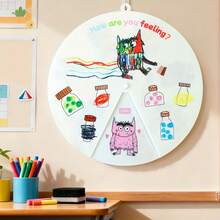 Juguete educativo de peluche de monstruo con plato giratorio, juego de aprendizaje de cambio emocional, reconocimiento de estado de ánimo diario y expresión - Blanco - Ver 6