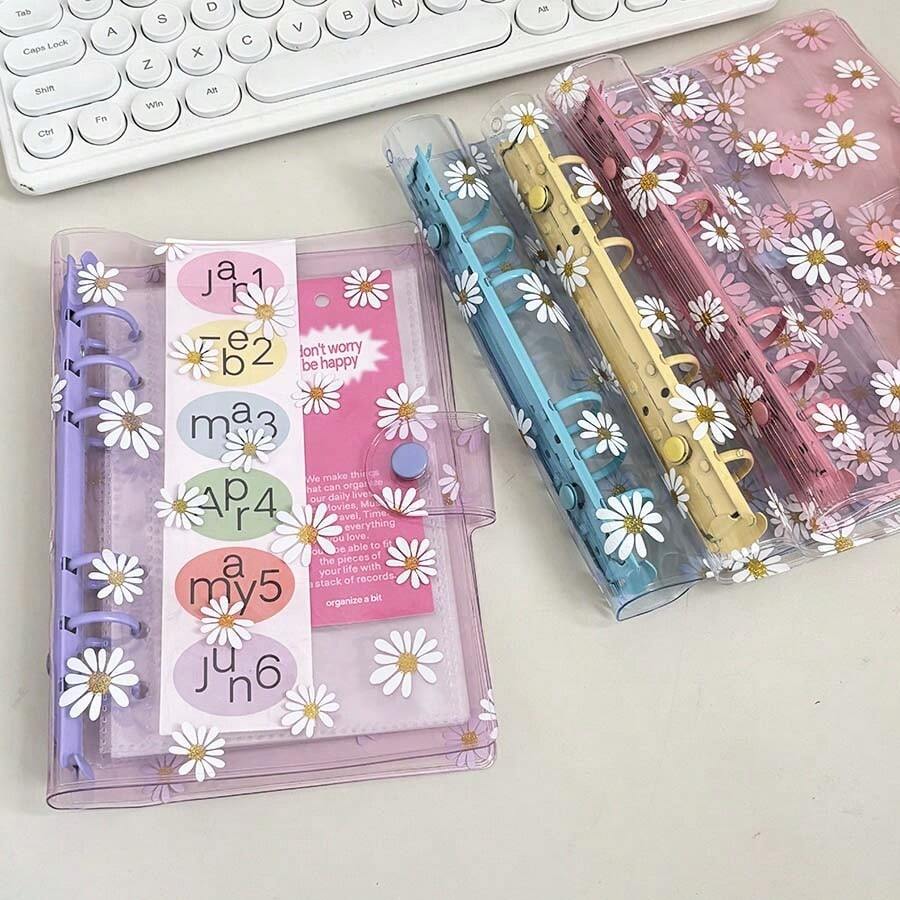 Sổ tay A6 Daisy Series, Sổ nhật ký, Sổ tay tự làm, Sổ đựng thiệp/vé, Túi đựng thẻ PVC/PP, Nhà cung cấp văn phòng phẩm - Hình chữ nhật - Xem 1