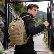 Khaki Tactical Style Backpack For Men, Large Capacity Laptop Bag, Durable Water-Resistant Commuter/Student/Travel Backpack - Multicolor - View 10
