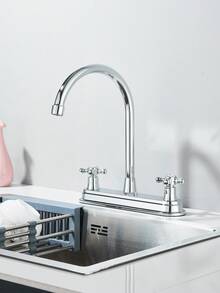 Kitchen Faucet With Sprayer, Two-Handle Kitchen Faucet With Gooseneck Flexible Hose,  Two-Function Kitchen Sink Faucet (Brass Body, Easy Installation) - Alloy - Model D - View 1