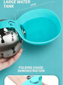 Dog Portable Water Bottle, 304 Stainless Steel Foldable Spherical Water Dispenser, Backflow Design With Hook, Leakproof Outdoor Walking Travel, Fourth Of July Pet Dog Accessories, Summer Pet Supplies, Leak-Proof Puppy Feeder,Travel Pet Essentials. - 柔霧粉寵物水壺帶印花 - 查看 8