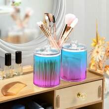Dispensador de boticario Qtip color y morado y rosa tarro de plástico de 10 onzas para bastoncillos de algodón redondos 4 unidades - Degradado Azul Prpura - Ver 6