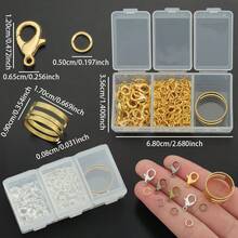 351 قطعة/علبة مجموعة صنع المجوهرات DIY، تشمل 50 قفل سحاب، 300 حلقة قفز، 1 قياس خاتم، مناسبة للخرز، تشطيب قلادة الخرزة، وصلات سوار وقلادة، مجوهرات يدوية، خرز فاصل، حلقات قفز مفتوحة 5 مم، حلقات منفردة مستديرة، حلقات مفتوحة للأقراط، حلقات مغلقة لسير الهاتف والمفاتيح، لوازم صنع المجوهرات - مجموعة ملحقات (351 قطعة) / علبة - مشاهدة 3