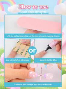 EBANKU 24pcs Daisy Pattern Kids Nail Stickers, Short Artificial Nail Wraps, For Girls - Multicolor - View 6