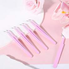 KLONKEE Precision Stainless Steel Handmade Pointed Tweezers, Multi-Functional Curved Tweezers Suitable For Handmade Crafts, Jewelry Making, DIY, Nail Art, Etc. (Pink) - 9 Bent-tip Tweezers - View 2