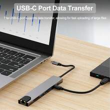Bộ chia USB C 8 trong 1 đa cổng, Ethernet 4K, USB 3.0, PD 100W, đế nhôm, phù hợp với MacBook/Laptop. - Xem 2