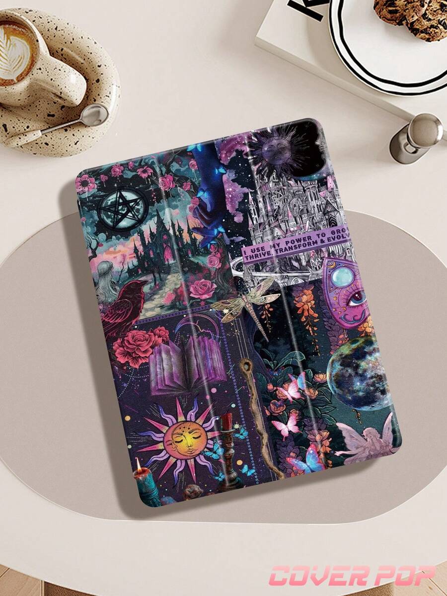 Ốp bảo vệ máy tính bảng họa tiết lâu đài Gothic ban đêm, tương thích với iPad Air 8 2026 (11/13 inch), iPad Pro 11 inch (9.7/10.2/10.5/10.9/12.9 inch), thế hệ thứ 10, Galaxy Tab S6 Lite 10.4 inch, Kindle Paperwhite thế hệ thứ 12 (2024), Kindle (thế hệ thứ 11) (2022). Chất liệu mềm mại, chống sốc, chân đế thông minh/tự động bật/tắt màn hình, món quà Giáng sinh tuyệt vời. - Nhiều màu - Xem 1