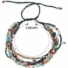 Handmade Adjustable Wrap Bracelet Bohemian String Braided Beads Anklets Gifts For Women - Green - View 6