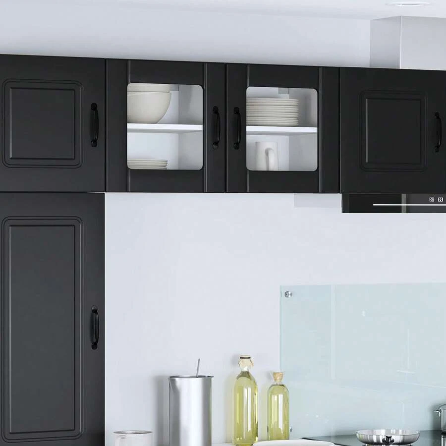 vidaXL Geschirrspülerfront Lucca 2 pcs Schwarz 40 x 31 x 40 cm - Schwarz - Übersicht 1