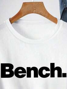 1 Piece Casual Fashion Men's And Women's Modern Minimalist Short Sleeve T-Shirt For Women, Spring/Summer - White With Black Graphic "Bank" Casual And Comfortable Round Neck T-Shirt For Women, Suitable For Spring, Summer, Autumn, Casual Outdoor Wear. Versatile, Easy To Match, Suitable For Daily Wear, Urban Style, Holiday Outfits, Weekend Outfits. - Blanco - 查看 3