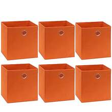 SIMPLE HOUSEWARE - Contenedores de almacenamiento plegables con asas 11 pulgadas naranja paquete de 6 cubos de tela organizador para clóset o estantes - Naranja - Ver 7