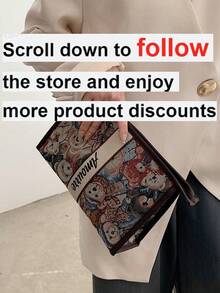 Cartoon Graphic Make Up Bag Zipper Toiletry Bag Cosmetic Bag Makeup Storage Large Capacity Durable Travel Holiday Essentials - Multicolor - View 2