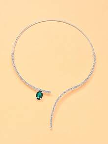 1 buah Kalung Oval Baru, Kalung Rhinestone Gaya Mewah Minimalis, Kalung Serbaguna yang Dapat Disesuaikan untuk Wanita - Perak - View 8