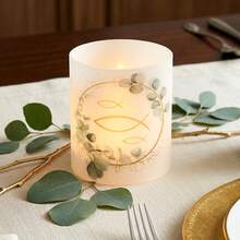 12pcs Eucalyptus Leaf Frosted Lamp Shades - Centerpiece Decor, Eucalyptus Leaf & Fish Frosted Design Lamp Shades, Birthday Party Supplies, Wedding Party Decor, Party Lighting Decor, Birthday Decor, Wedding Decor, Retirement Party Decor, Anniversary Decor, Candlelight Dinner, Restaurant Decor, Room Decor, Communion, Baby Shower, Cabinet Decor - Eucalyptus - View 7