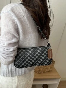 1pc Solid Color PU Leather Fashion Underarm Bag. It Is A Simple And Stylish Large Capacity Shoulder Bag, Business Commuter Messenger Bag, And Small Handbag For Daily Office Use. Suitable For Girls, Female College Students, Beginners And White-Collar Workers. Very Suitable For Office, University, Work, Business, Commuting, Outdoor Activities, Travel And Going Out. - Black - View 5