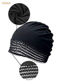 1 chiếc mũ ngủ nữ màu đen thanh lịch viền ren, lót cotton thoáng khí, mềm mại co giãn, thích hợp cho giấc ngủ và sử dụng hàng ngày. - Nhiều màu - Xem 7