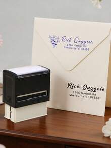 Custom Address Stamp, Elegant Modern Minimalist Style Name & Icon Stamp For Envelopes Packages Business Branding, Personalized Signature Stamp, Customized Text Gift For Wedding Anniversary Housewarming Holiday, Customizable Design Stamp - Style B - View 6