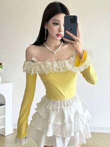 Women Tops - Light Yellow - View 5