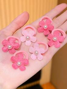 10/30/50pcs Sweet Girls Floral Hair Ties With Flower Decoration Y2k Hair Accessories, Suitable As Gifts For Cute Girls, Back To School, Daily Casual, Birthday Parties, Vacations, Home And All Occasions, Soft And Durable Hair Ties, Lightweight And Comfortable, Girls' Floral Hair Ties, Things Girls Like - Multicolor - View 4