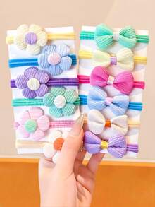 12/6/Set Macaron Bow Hair Ties, Sweet Girl Hair Rubber Bands, High Elasticity Non-Damaging Hair Ropes - Suitable For Women And Girls, Suitable For Daily, Dating, School, Party, Etc., Holiday, Mother's Day Gift Ponytail - Multicolor - View 3
