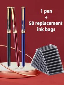 51pcs Set/(1 Ballpoint Pen + 50 Refill Cartridges) Premium Metal Ballpoint Pen - Smooth Writing, Suitable For Daily Writing, Business Signing, Gifts, For Both Men And Women, Back To School - 51pcs Set - View 10